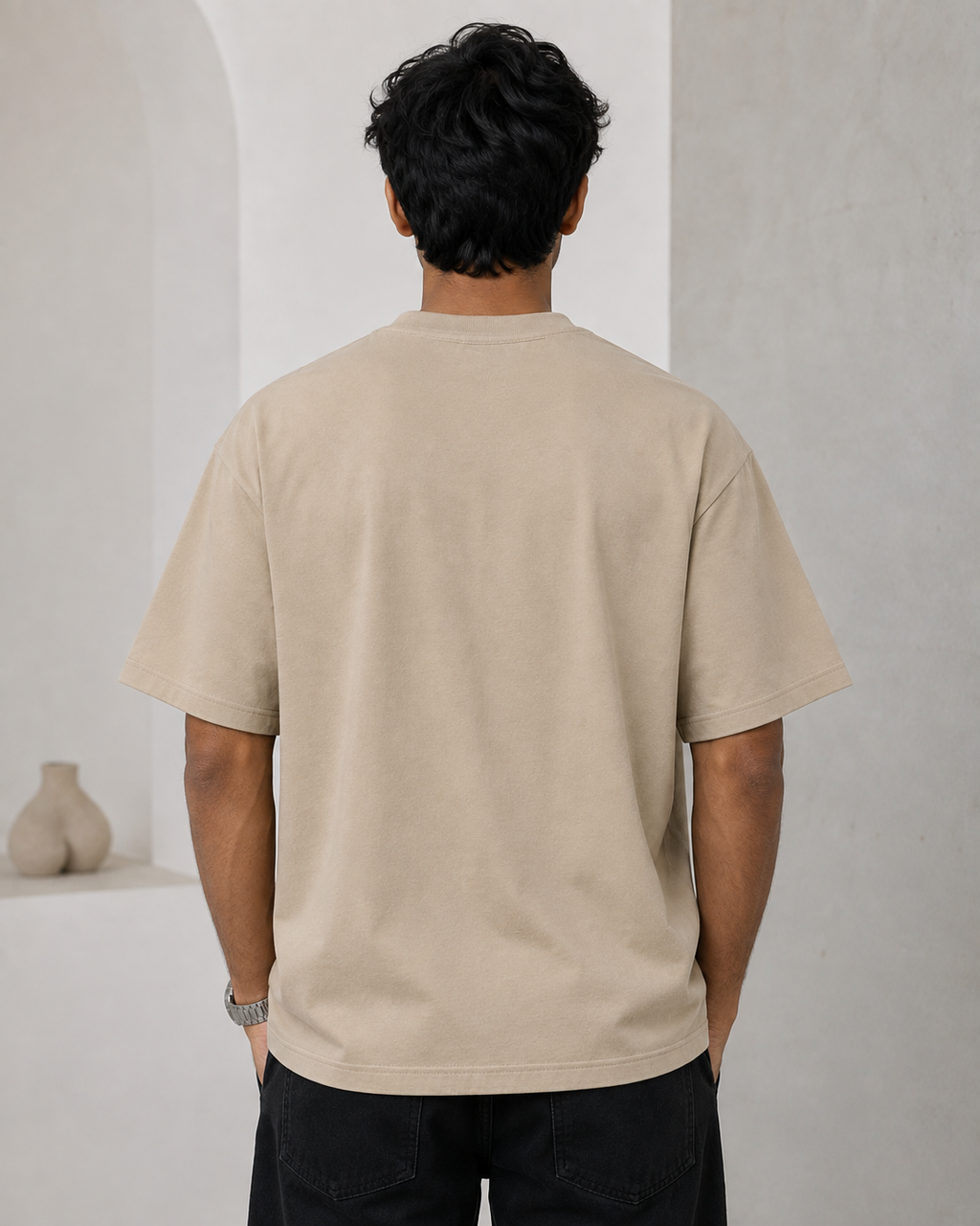 LUXECHO Minimal Oversized T-Shirt – Beige