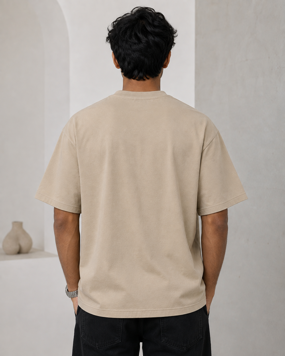 LUXECHO Minimal Oversized T-Shirt – Beige
