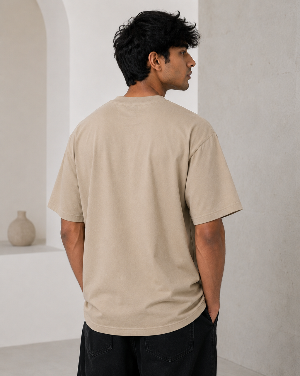 LUXECHO Minimal Oversized T-Shirt – Beige