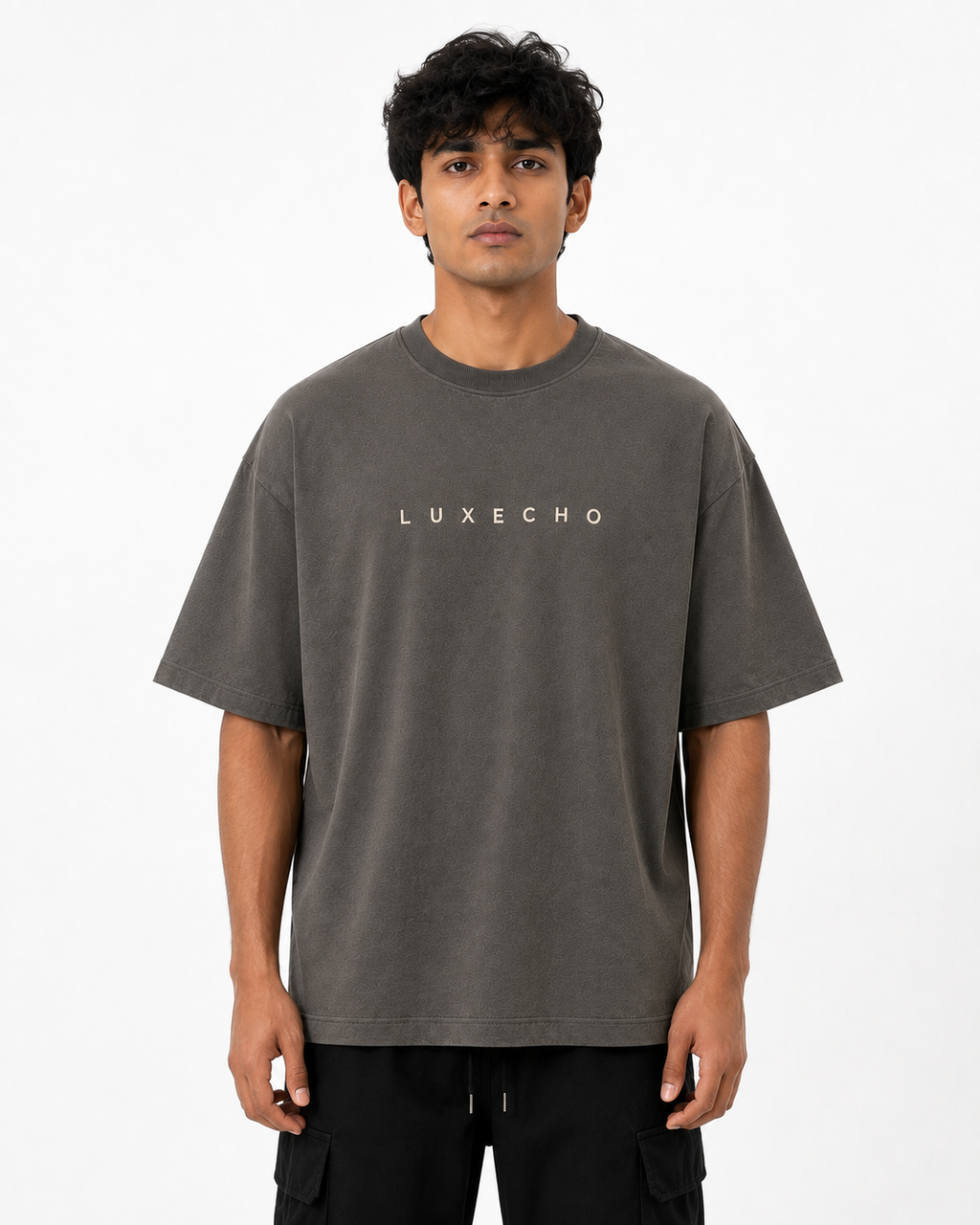 LUXECHO Signature Oversized T-Shirt – Charcoal Grey