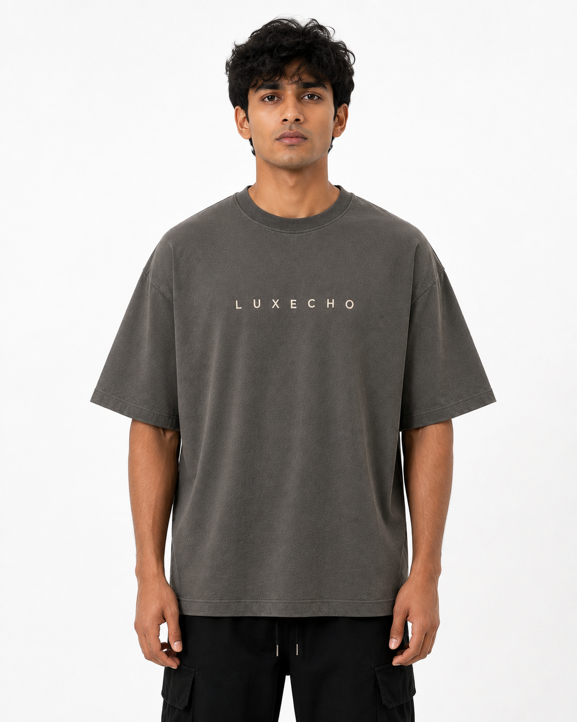 LUXECHO Signature Oversized T-Shirt – Charcoal Grey