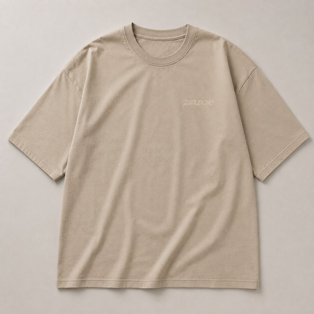 LUXECHO Minimal Oversized T-Shirt – Beige